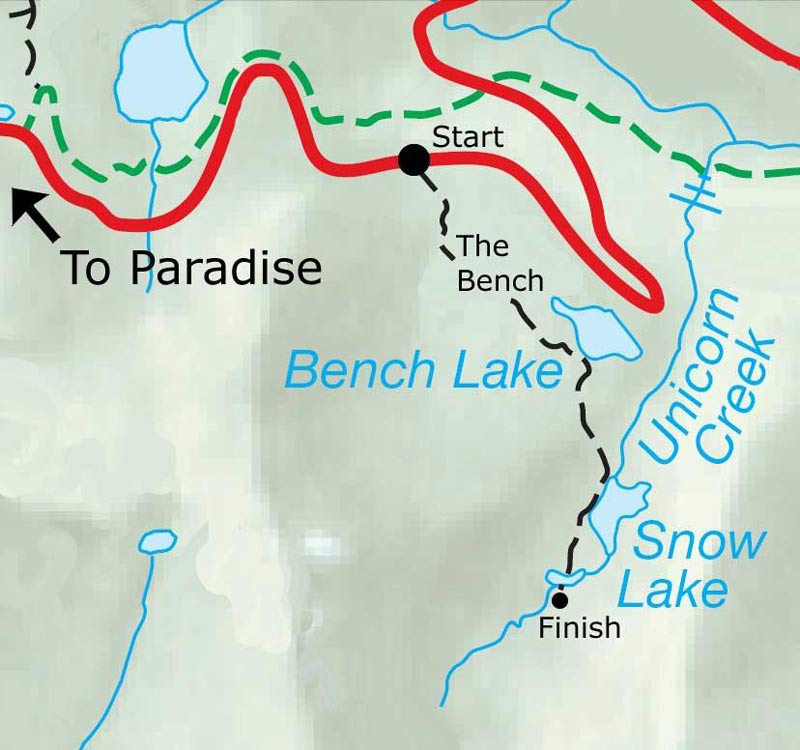 Bench & Snow Lake Hike Map