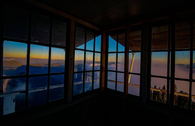 Sunset from a hut on Mt. Rainier